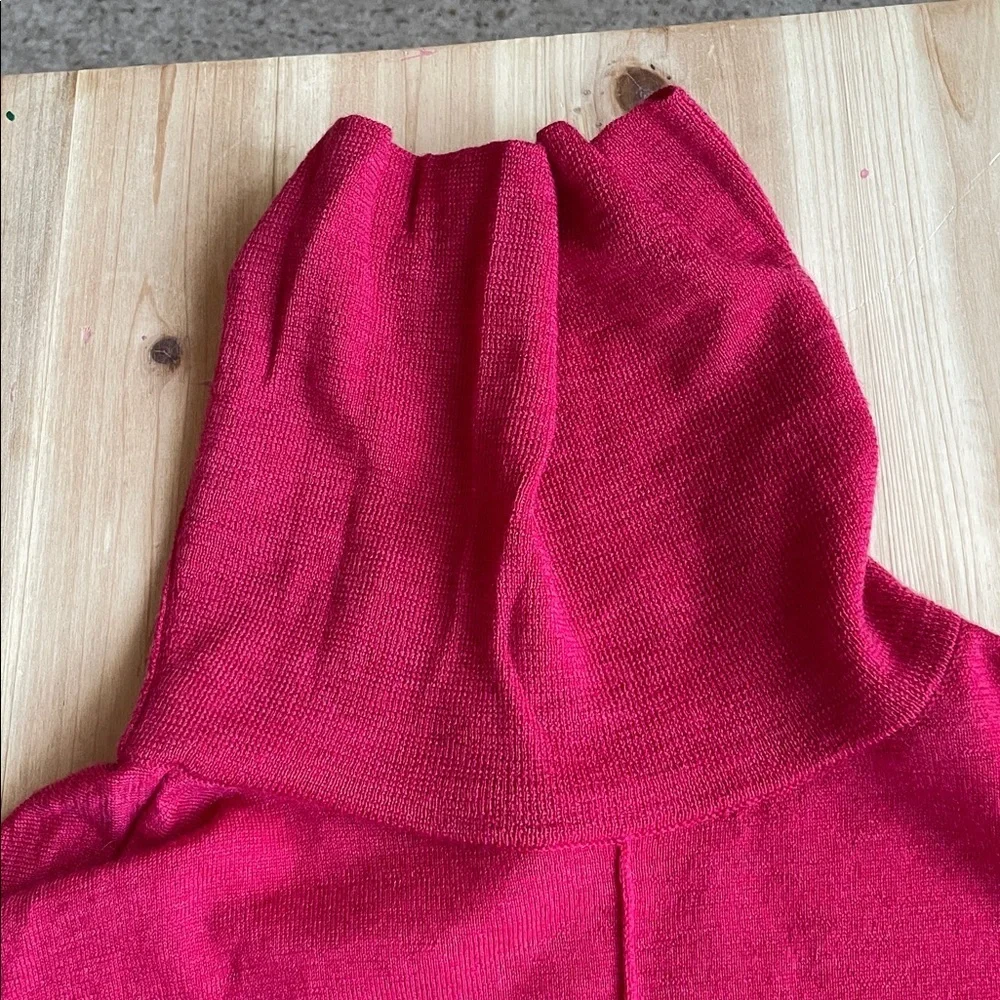 Eileen Fisher 100% Merino Wool Vibrant Red Cowl Neck Sweater